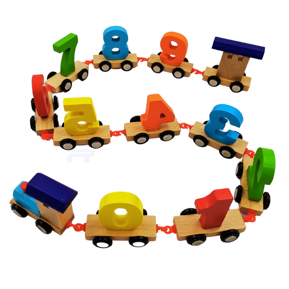 Wooden Numbers Train Toy Set with Multicolored Numbers 0-9 Educational ...