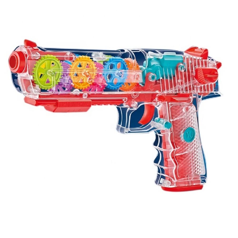 Transparent Glow Gear Gun with Flashing Lights and Exciting Music Toy ...