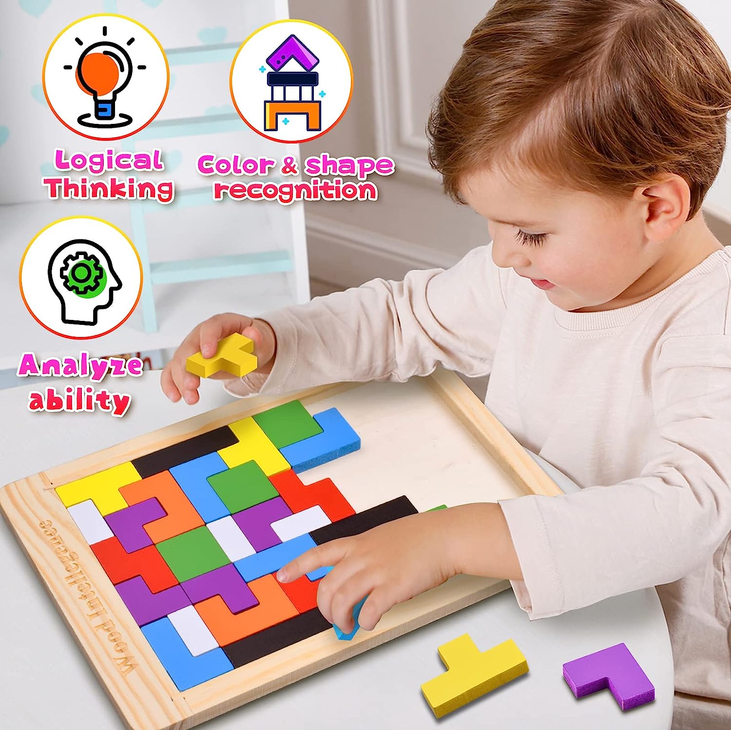 Wooden Tetris Puzzle Toys Early Educational Russian Blocks and Brain Teaser  Tangram Jigsaw Board Game for Kids – Suxus Shopee