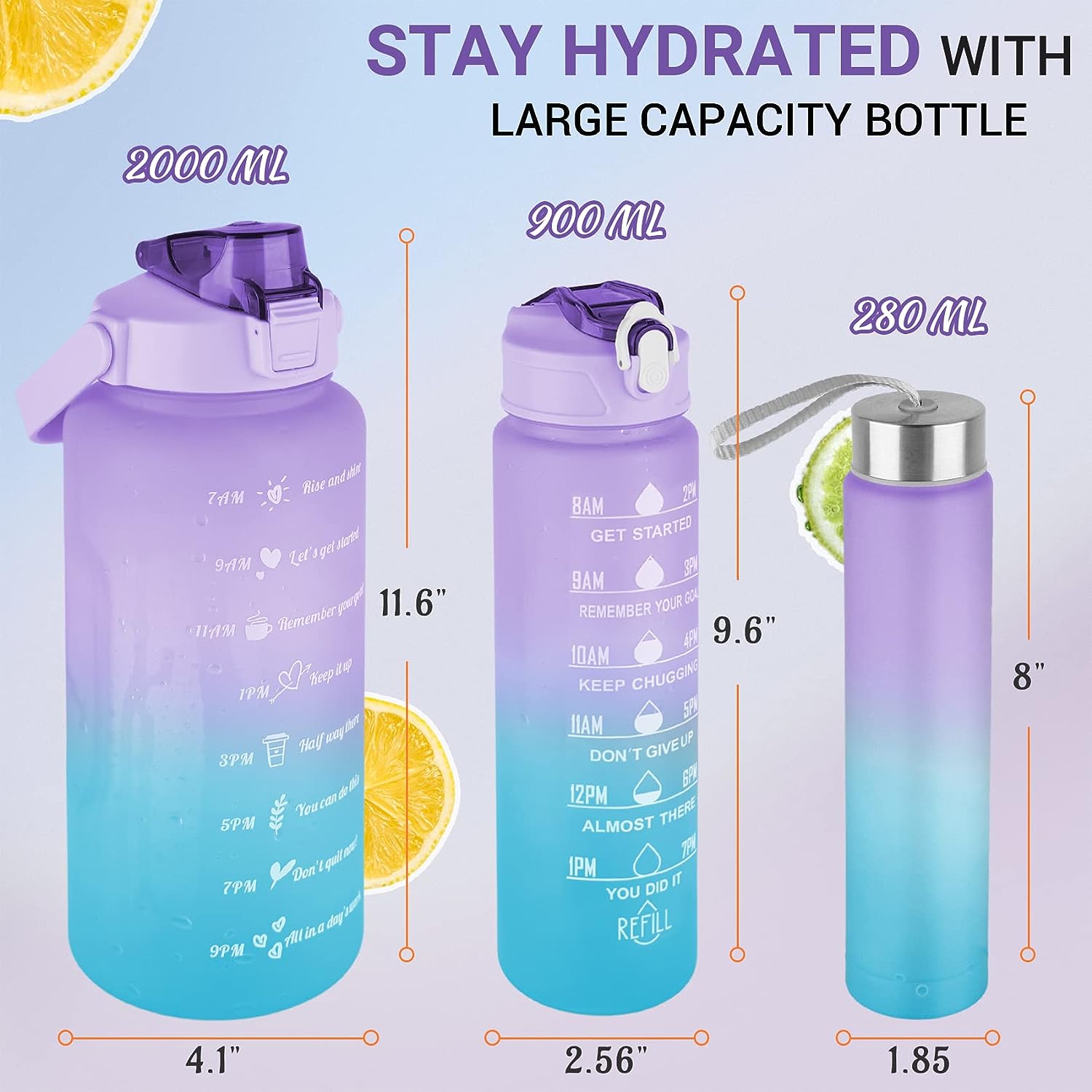 280ml bpa free plastic h2o slim