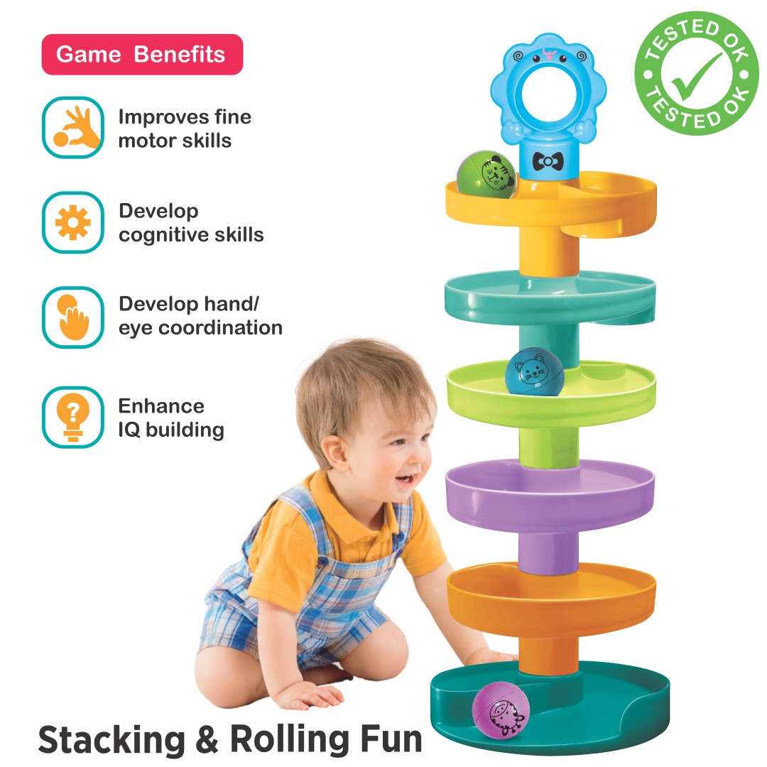 Cat Spiral Fun – A Roll Ball Toy with 7 Layer Ball Drop Tower – Suxus Shopee